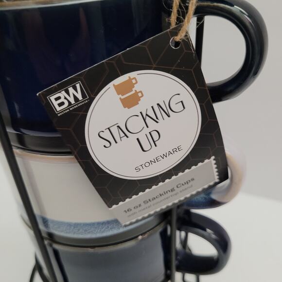 Boston Warehouse Stacking 16oz Microwave Safe Cups - Picture 2 of 10